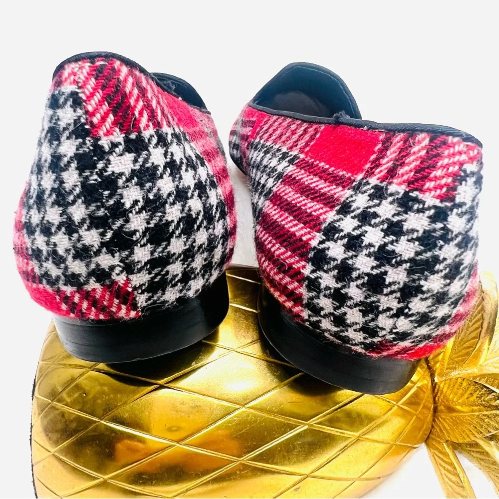 DEESIGNS By Dee Ocleppo Red Black White Plaid Gold Crown Loafers Flats S… - Picture 6 of 12